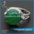 Wholesale fashion pure silver 925 new model green glass jade ring